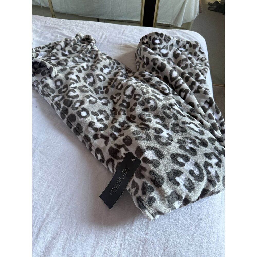 Rachel Zoe Leopard Print Faux Fur Throw Blanket 60x70 Plush Decorative NWT